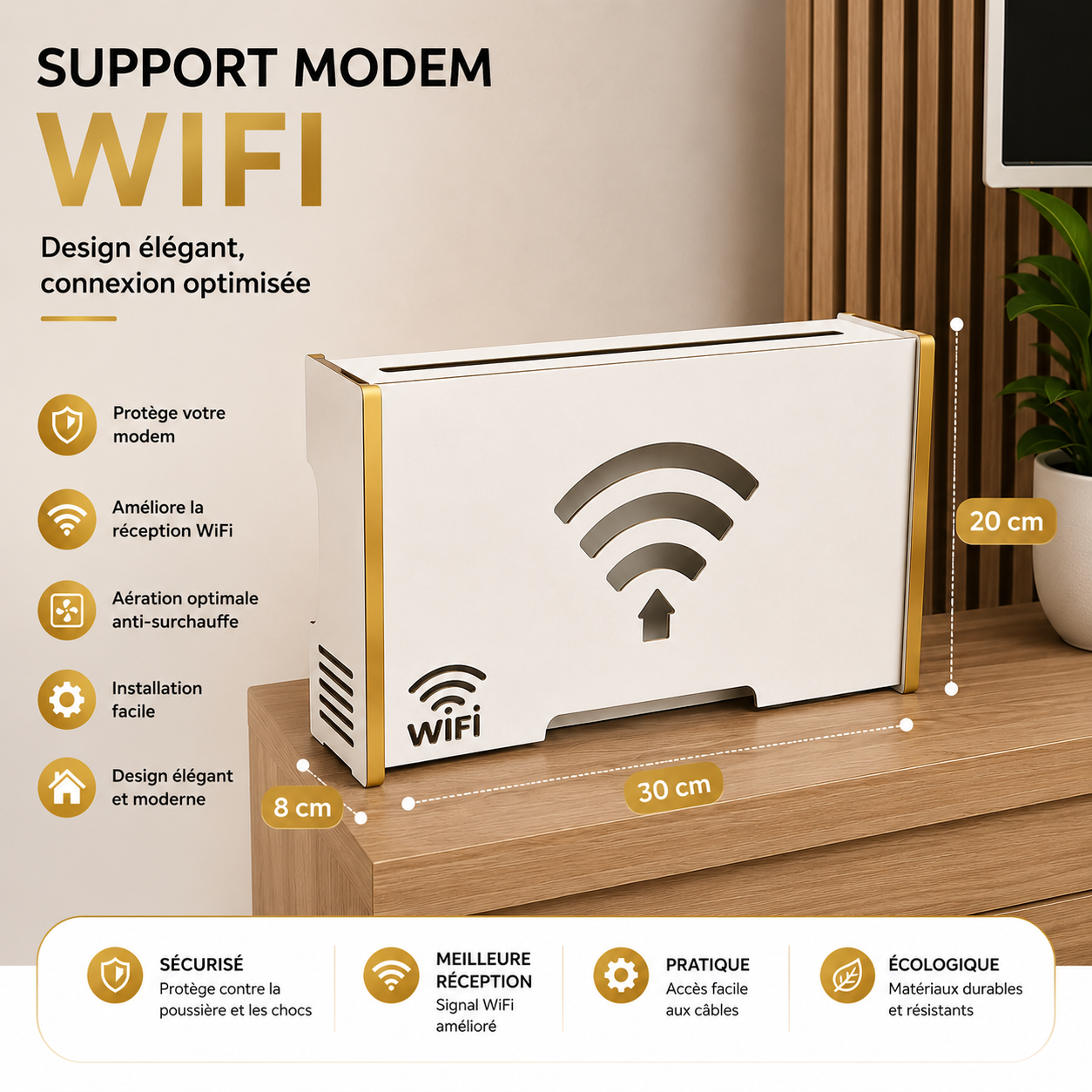 حامل مودام WiFi خشبي فاخر